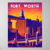 Fort Worth, Stad in levendige kleuren, Reizen Poster (Voorkant)