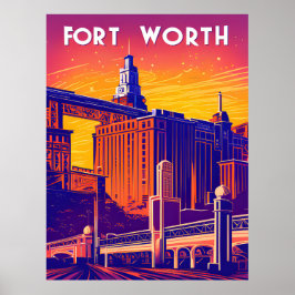 Fort Worth, Stad in levendige kleuren, Reizen Poster