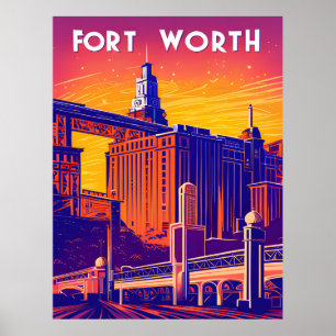 Fort Worth, Stad in Levendige Kleuren, Reizen Poster
