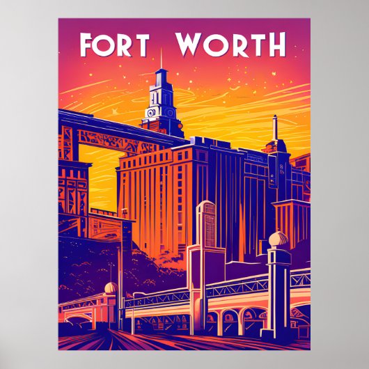 Fort Worth, Stad in levendige kleuren, Reizen Poster (Voorkant)