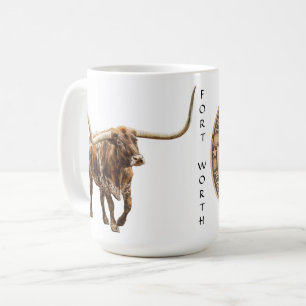 Fort Worth Stock Yards Texas Grafisch ontwerp op w Koffiemok