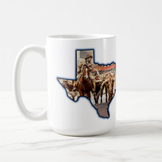 Fort Worth Stock Yards Texas Graphic op witte Mok (Links)