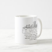 Fort Worth Stylized Skyline | Aangepaste slogan Koffiemok (Voorkant rechts)