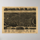 Fort Worth Texas 1886 Antiek Panorama Poster (Voorkant)