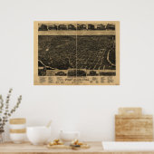 Fort Worth Texas 1886 Antiek Panorama Poster (Keuken)