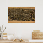 Fort Worth Texas 1891 Antiek Panorama Poster (Keuken)