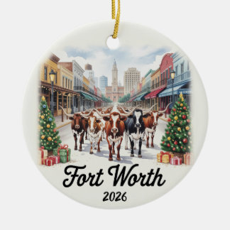 Fort Worth Texas 2026 Kerst Ornament Longhorn
