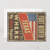 Fort Worth Texas Briefkaart (Voorkant / Achterkant)