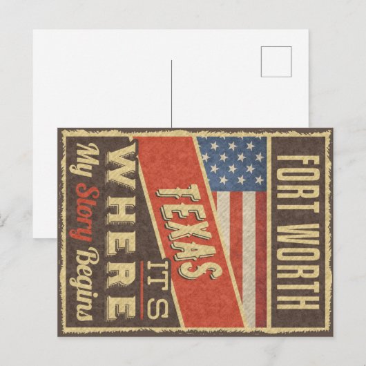 Fort Worth Texas Briefkaart (Voorkant / Achterkant)