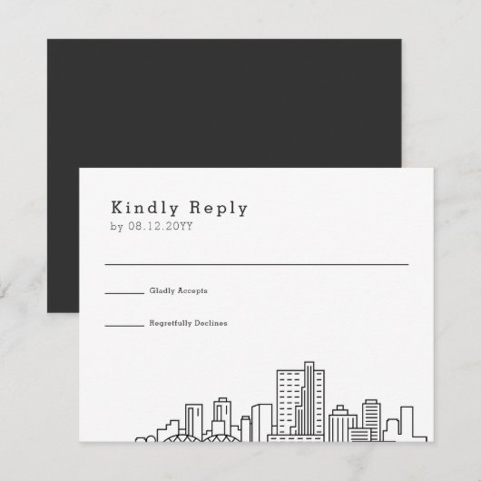 Fort Worth, Texas bruiloft | Gestileerde Skyline R RSVP Kaartje (Voorkant / Achterkant)
