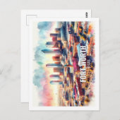 Fort Worth Texas Famous Travel Places waterverf Briefkaart (Voorkant / Achterkant)