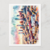 Fort Worth Texas Famous Travel Places waterverf Briefkaart (Voorkant)