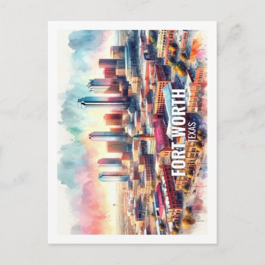 Fort Worth Texas Famous Travel Places waterverf Briefkaart (Voorkant)