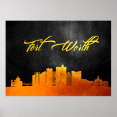 Fort Worth Texas Gold Skyline Poster (Voorkant)