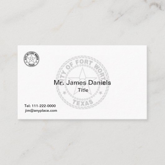 Fort Worth Texas Great Seal Visitekaartje (Voorkant)