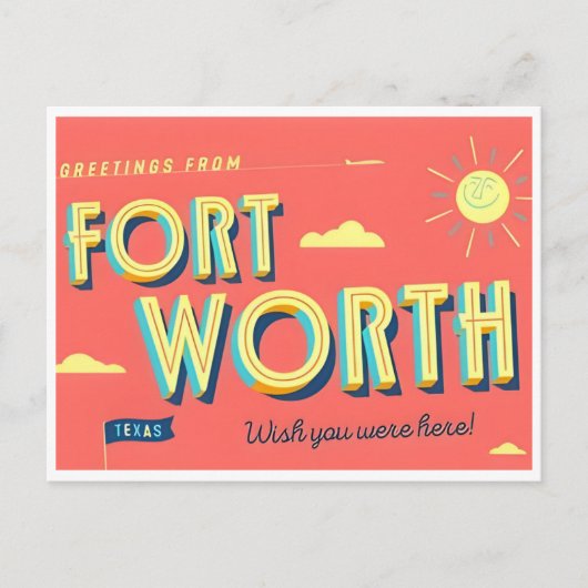  Fort Worth Texas Groeten van Briefkaart (Voorkant)