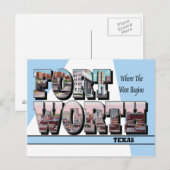 Fort Worth Texas Groot letter Briefkaart (Voorkant / Achterkant)