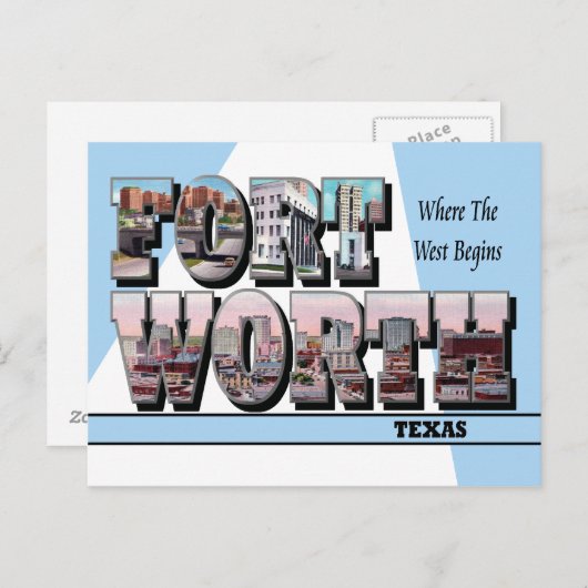 Fort Worth Texas Groot letter Briefkaart (Voorkant / Achterkant)