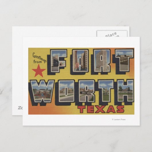 Fort Worth, Texas - Grote letterscènes Briefkaart (Voorkant / Achterkant)