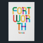 Fort Worth Texas Mid Century, Pop Art, Imitatie Canvas Print<br><div class="desc">Fort Worth Texas klassieke retro teruggooistijl uit de jaren 70 en 80. Heldere primaire kleuren in de 20e-eeuwse abstracte kunststijl met eenvoudige geometrische elementen.  pop kunst. Simpel gewaagd,  draag je geboortestad hardop.</div>