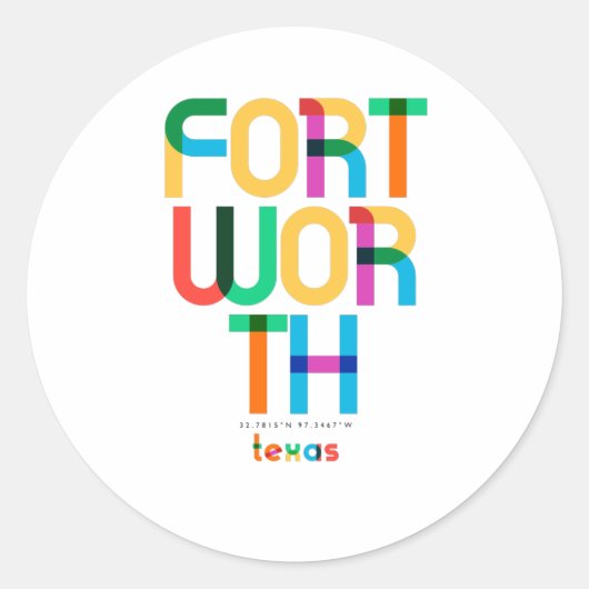 Fort Worth Texas Mid Century, Pop Art, Ronde Sticker (Voorkant)