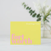 Fort Worth Texas modern roze geel  Briefkaart (Staand voorkant)