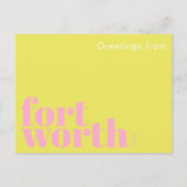 Fort Worth Texas modern roze geel  Briefkaart (Voorkant)
