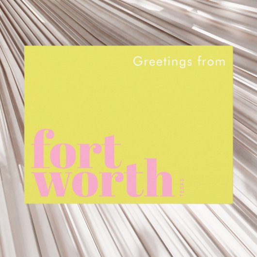 Fort Worth Texas modern roze geel  Briefkaart