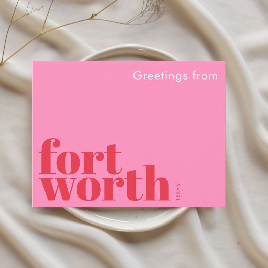 Fort Worth Texas modern roze rood Briefkaart