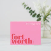 Fort Worth Texas modern roze rood Briefkaart (Staand voorkant)