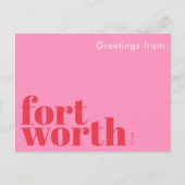 Fort Worth Texas modern roze rood Briefkaart (Voorkant)