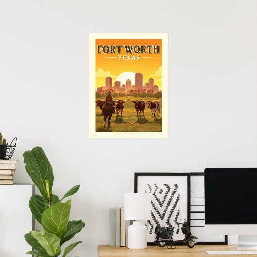  Fort Worth, Texas Poster (Thuiskantoor)