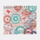 Fort Worth Texas: reispostzegels. Fleece Deken (Voorkant (Horizontaal))