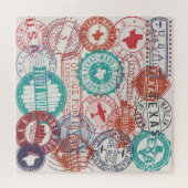 Fort Worth Texas: reispostzegels. Legpuzzel (Horizontaal)