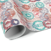 Fort Worth Texas: reiszegels. Cadeaupapier (Rol Hoek)
