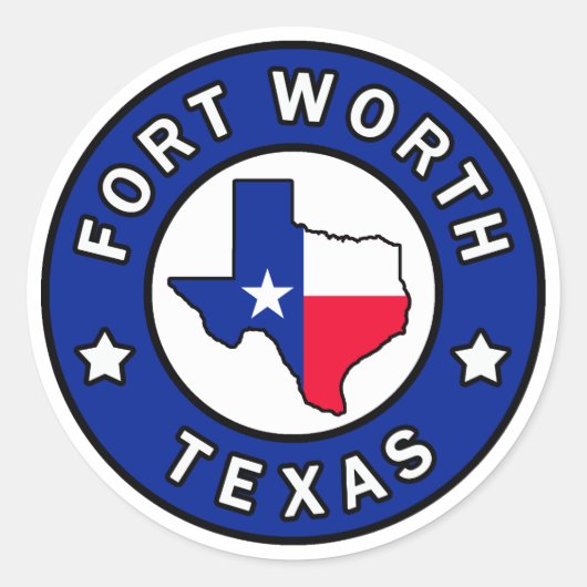 Fort Worth Texas Ronde Sticker (Voorkant)