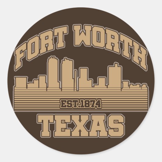 Fort Worth, Texas Ronde Sticker (Voorkant)
