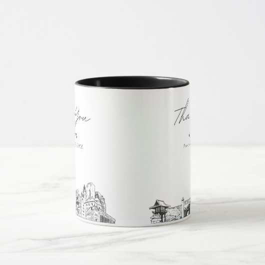 Fort Worth Texas Sketch Simple Custom Wedding Mug Mok (Midden)