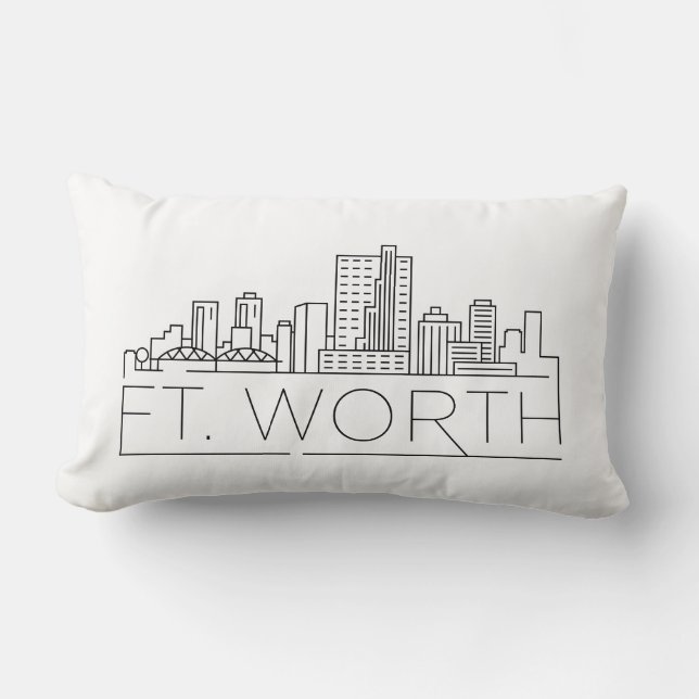 Fort Worth, Texas Skyline Lumbar Pillow Kussen (Voorkant)