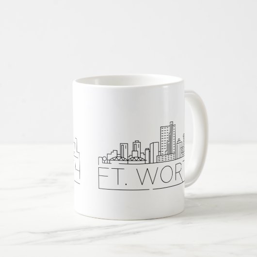 Fort Worth, Texas  | Stad gestileerde Skyline Koffiemok (Voorkant rechts)