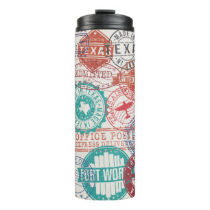 Fort Worth Texas Stamps. Reisstempel. gemaakt Thermosbeker