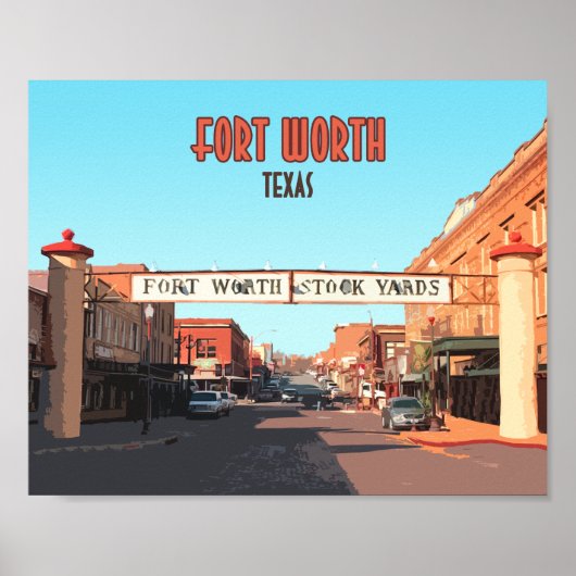 Fort Worth Texas Stock Yards  Poster (Voorkant)