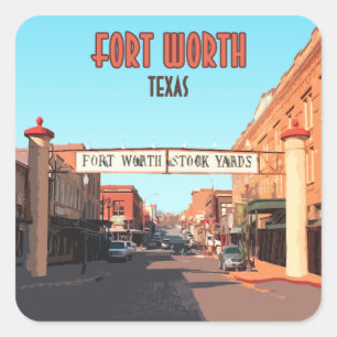 Fort Worth Texas Stock Yards Vierkante Sticker