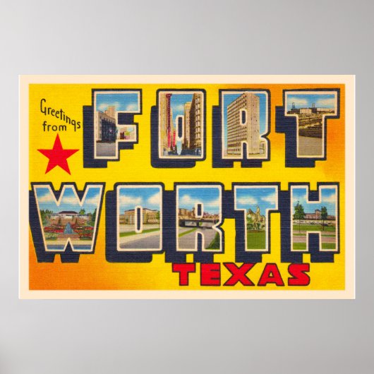 Fort Worth Texas TX  groot Briefkaart Poster (Voorkant)