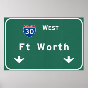 Fort Worth Texas tx Interstate Highway Freeway : Poster