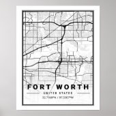 Fort Worth Texas USA Travel City Map Poster (Voorkant)