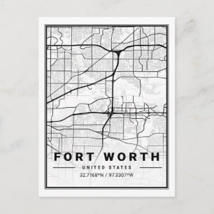 Fort Worth Texas USA Travel City Map Poster Briefkaart