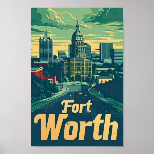 Fort Worth Texas Verenigde Staten Beroemde Reispla Poster (Voorkant)