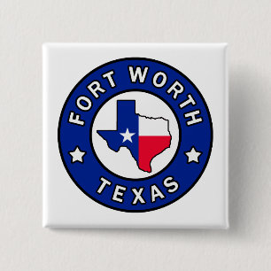 Fort Worth Texas Vierkante Button 5,1 Cm