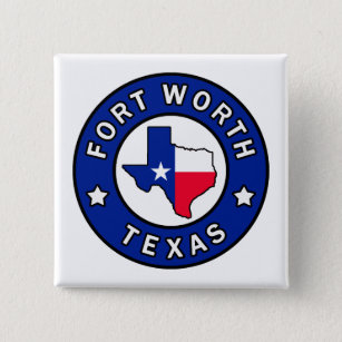 Fort Worth Texas Vierkante Button 5,1 Cm